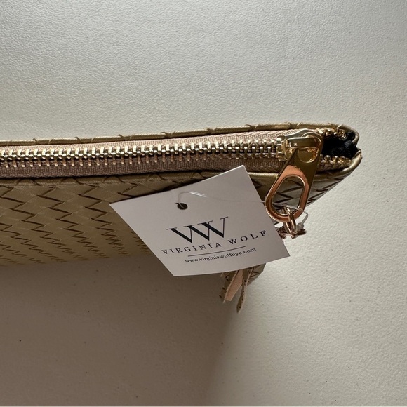 Virginia Wolf NYC Metallic Woven “Mimi” Pouch Vegan Leather Clutch - Picture 2 of 7